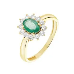 Histoire D'Or Bague Vladimir Or Jaune Emeraude Et Diamant