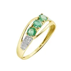 Histoire D'Or Bague Or Jaune Abelard Emeraudes Diamants