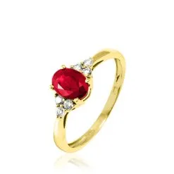 Histoire D'Or Bague Lea Or Jaune Rubis Et Diamant