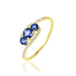 Histoire D'Or Bague Chloe Or Jaune Saphir Et Diamant