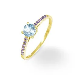 Histoire D'Or Bague Manon Or Jaune Topaze Et Amethyste