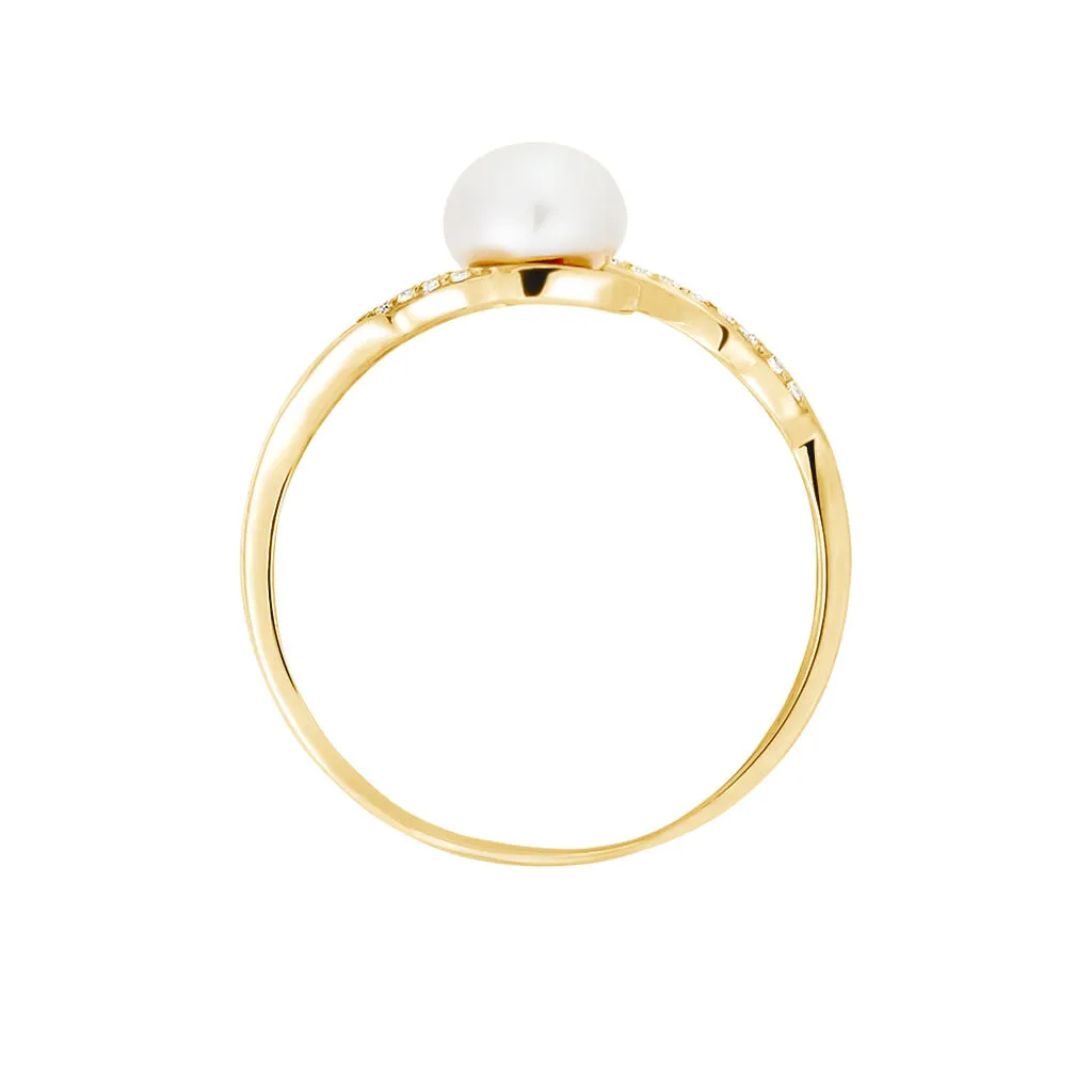 Histoire D'Or Bague Antoinette Or Jaune Perle De Culture Et Oxyde De Zirconium – Image 3