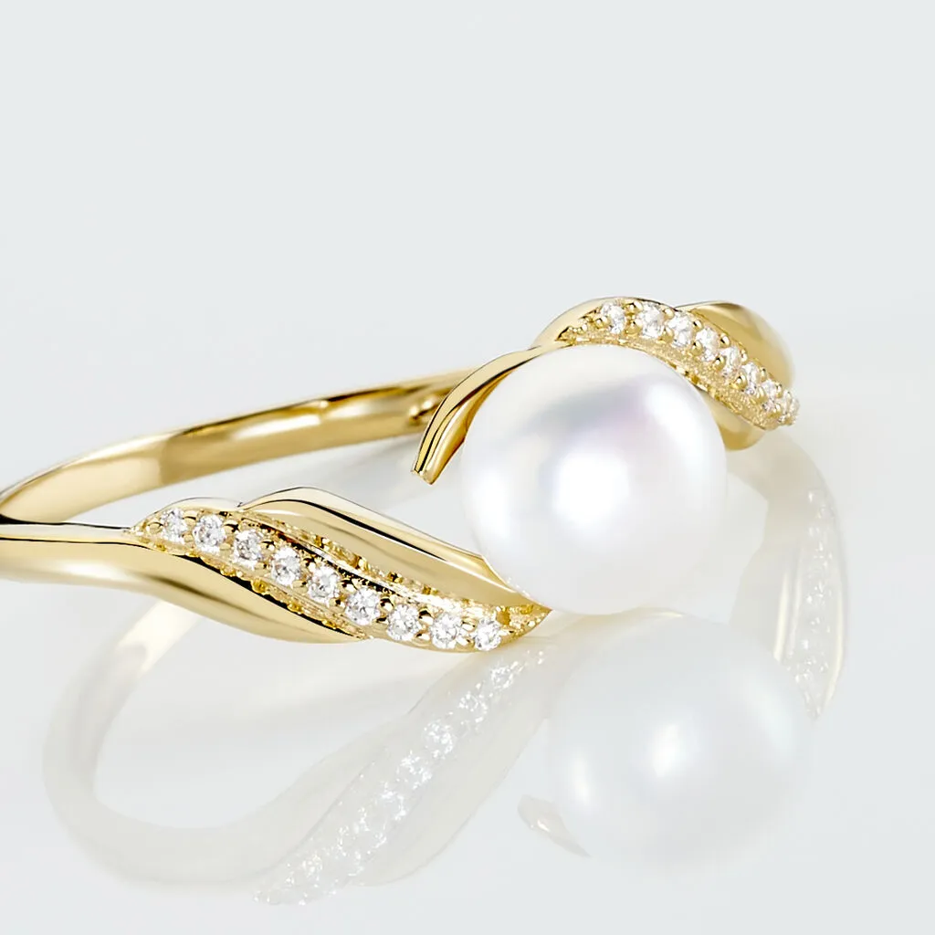 Histoire D'Or Bague Antoinette Or Jaune Perle De Culture Et Oxyde De Zirconium – Image 4
