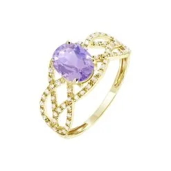 Histoire D'Or Bague Tina Or Jaune Amethyste Et Oxyde De Zirconium