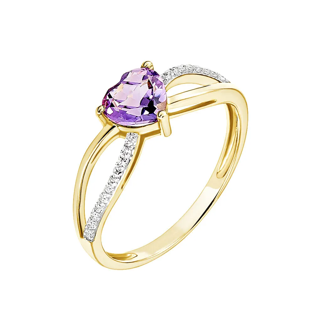 Histoire D'Or Bague Bertille Or Jaune Amethyste Et Oxyde De Zirconium