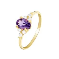 Histoire D'Or Bague Anaid Or Jaune Amethyste Et Oxyde De Zirconium