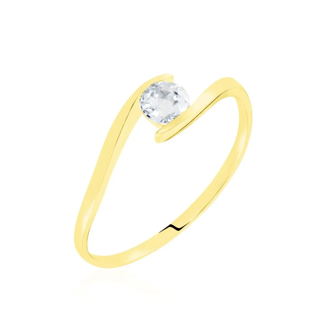 Histoire D'Or Solitaire Or Jaune Camilia Oxyde De Zirconium
