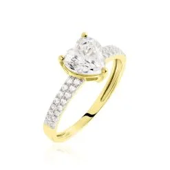 Histoire D'Or Solitaire Accompagné Or Jaune Kaylan Oxyde De Zirconium