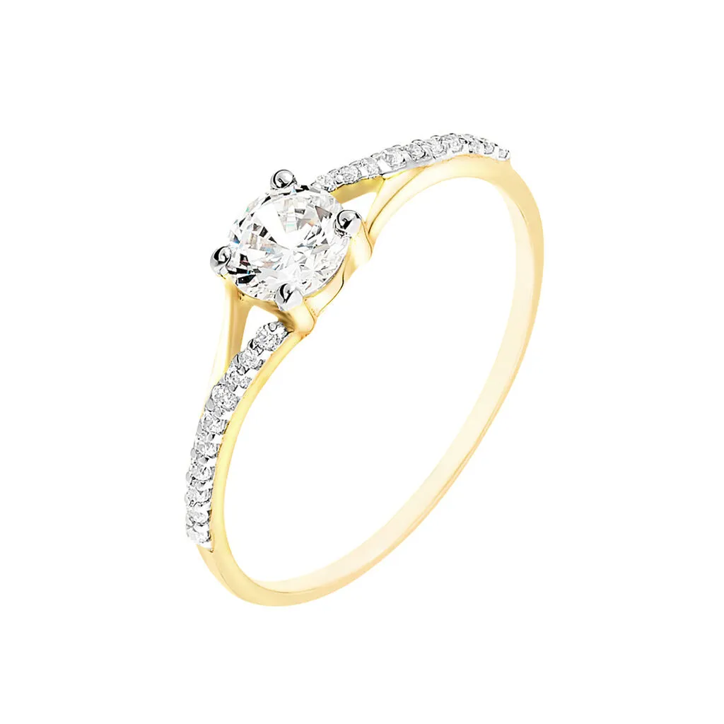 Histoire D'Or Bague Solitaire Jessa Or Jaune Oxyde De Zirconium