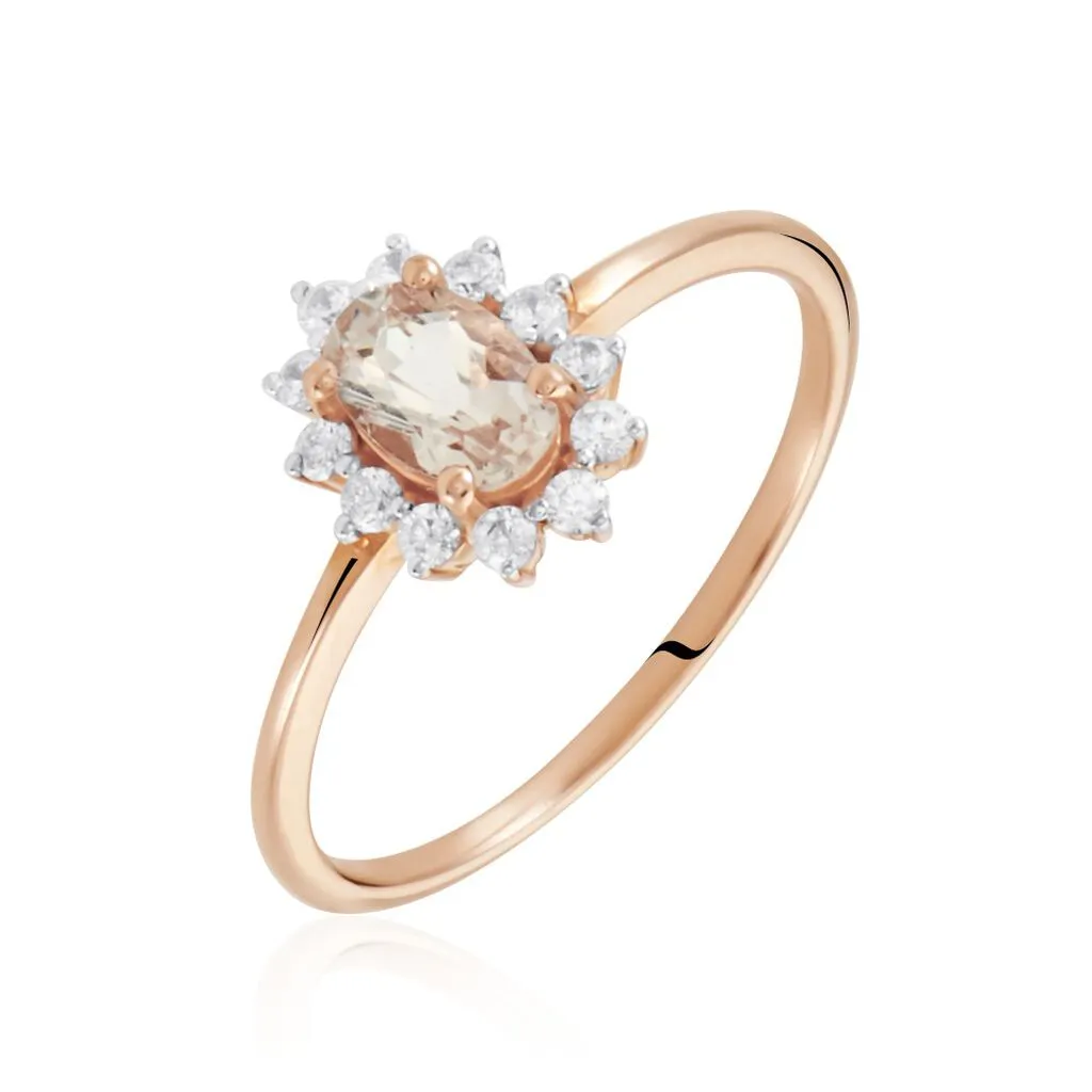 Histoire D'Or Bague Jozsua Or Rose Morganite Peche Oxyde De Zirconium