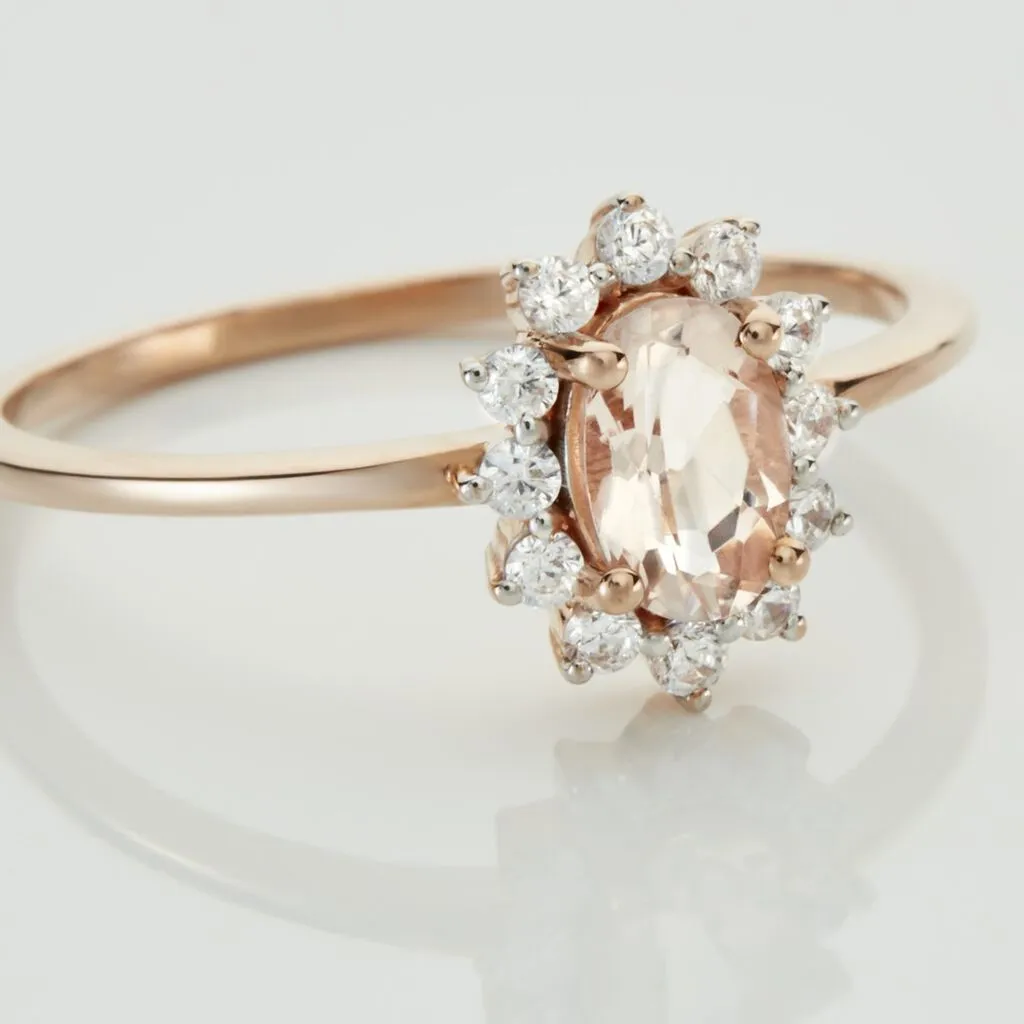 Histoire D'Or Bague Jozsua Or Rose Morganite Peche Oxyde De Zirconium – Image 4