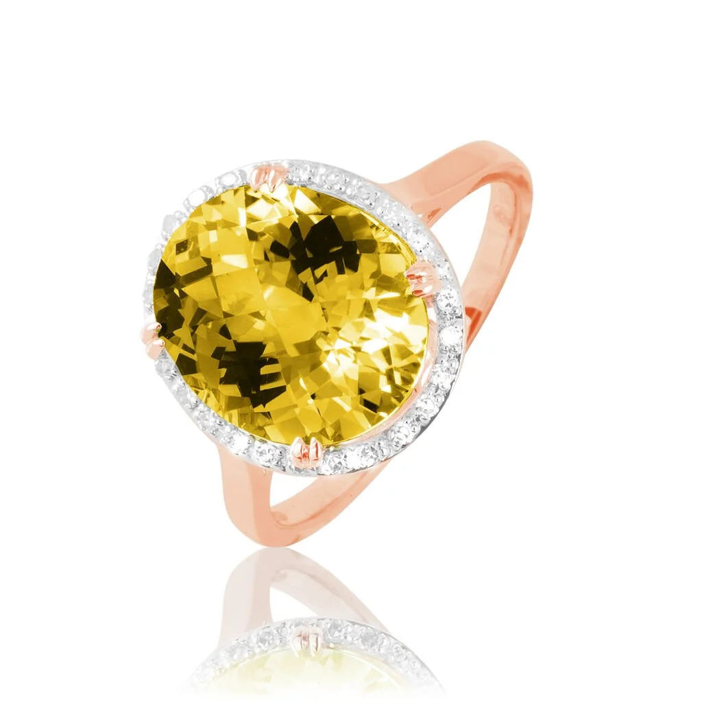 Histoire D'Or Bague Anna Or Rose Citrine Et Diamant