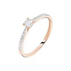 Histoire D'Or Bague Solitaire Laetitia Or Rose Diamant