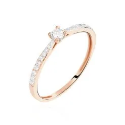 Histoire D'Or Bague Solitaire Laetitia Or Rose Diamant