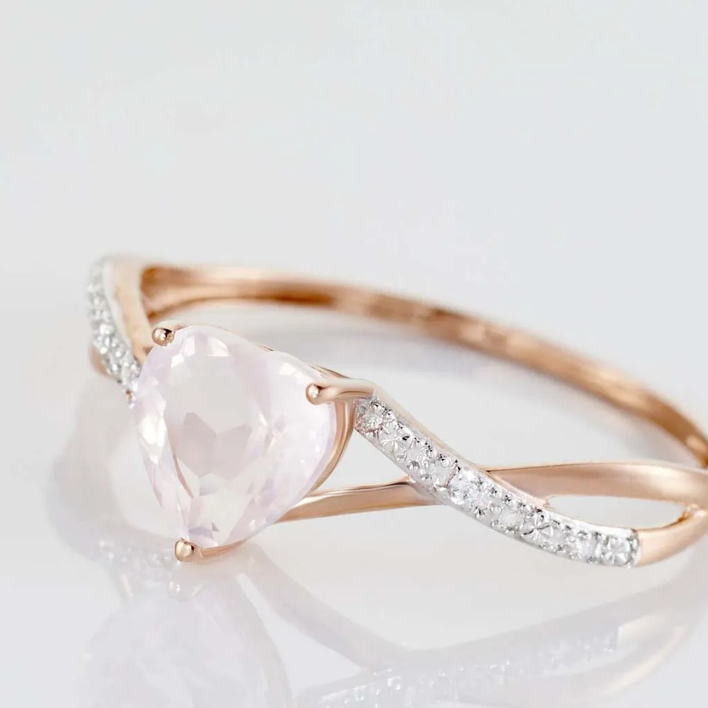 Histoire D'Or Bague Clothilde Or Rose Quartz Et Oxyde – Image 4