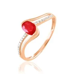 Histoire D'Or Bague Anja Or Rose Rubis Et Diamant