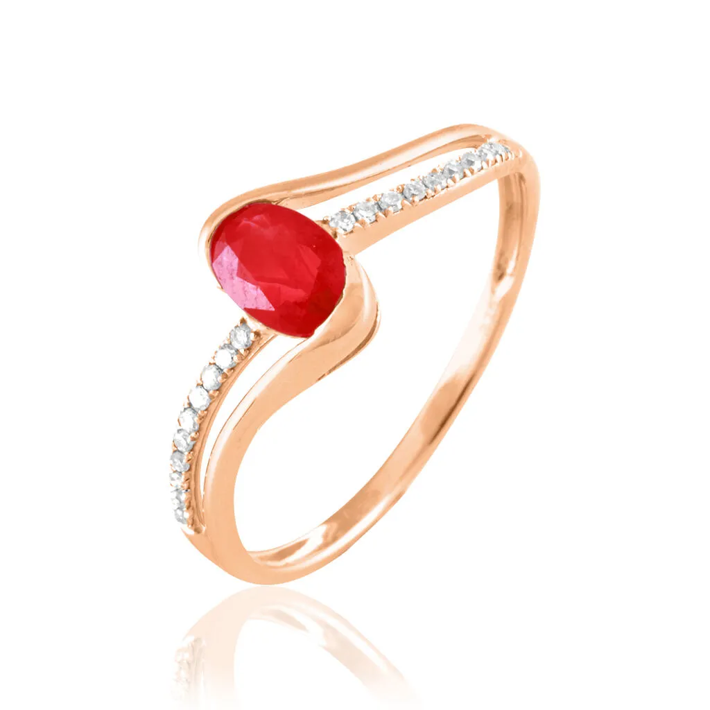 Histoire D'Or Bague Anja Or Rose Rubis Et Diamant