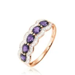 Histoire D'Or Bague Margaux Or Rose Amethyste Et Diamant