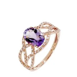 Histoire D'Or Bague Tina Or Rose Amethyste Et Diamant
