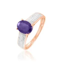 Histoire D'Or Bague Crista Or Rose Amethyste Et Diamant