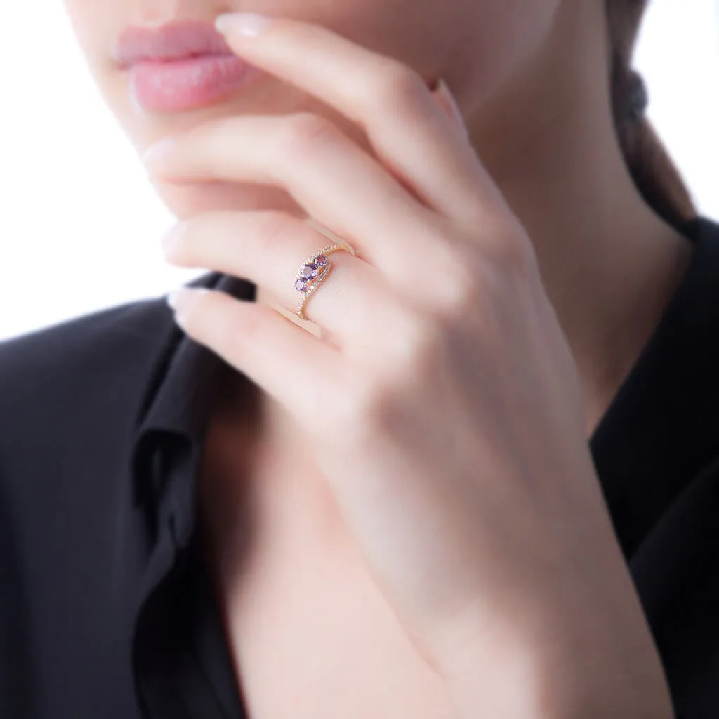 Histoire D'Or Bague Chloe Or Rose Amethyste Et Oxyde De Zirconium – Image 3