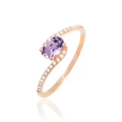 Histoire D'Or Bague Loriane Or Rose Amethyste Et Oxyde De Zirconium