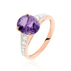 Histoire D'Or Bague Marie-camille Or Rose Amethyste Et Oxyde De Zirconium