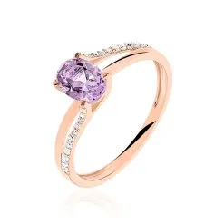 Histoire D'Or Bague Marie-eva Or Rose Amethyste Et Oxyde De Zirconium