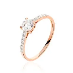 Histoire D'Or Bague Solitaire Manon Or Rose Oxyde De Zirconium