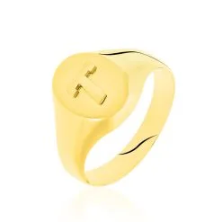 Histoire D'Or Chevalière Ovale 1 Initiale Or Jaune