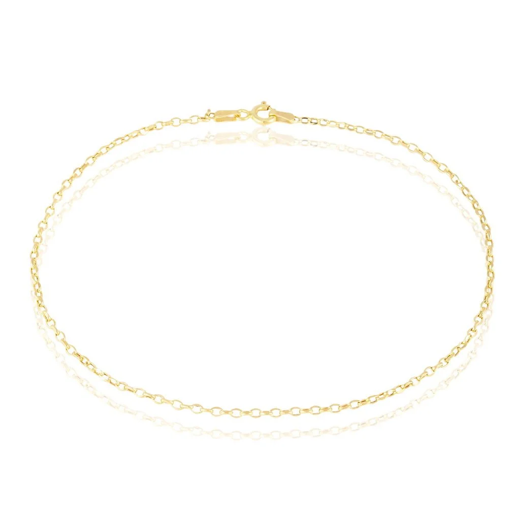 Histoire D'Or Chaîne De Cheville Maille Jaseron Or Jaune