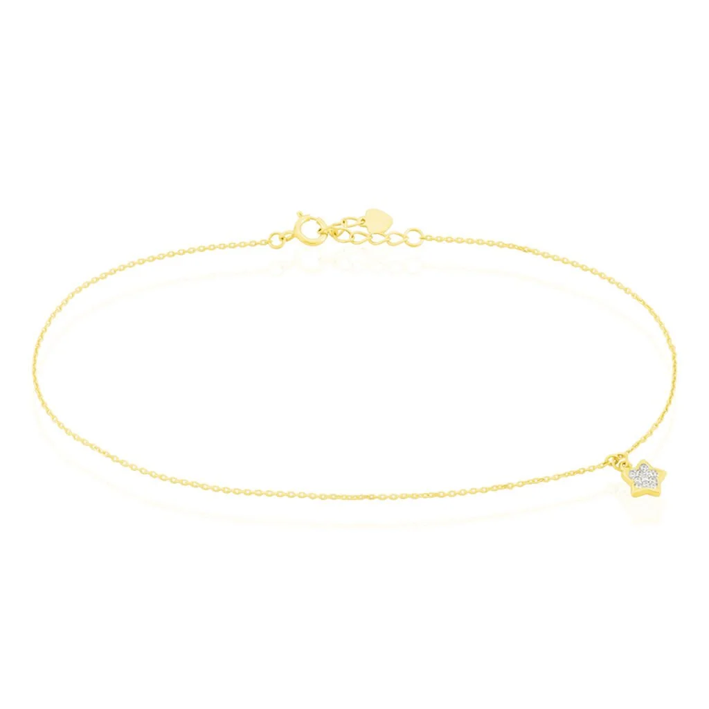 Histoire D'Or Chaîne De Cheville Valentiane Or Jaune Oxyde De Zirconium