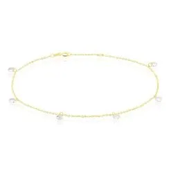 Histoire D'Or Chaine De Cheville Or Jaune Leucitica Oxydes De Zirconium