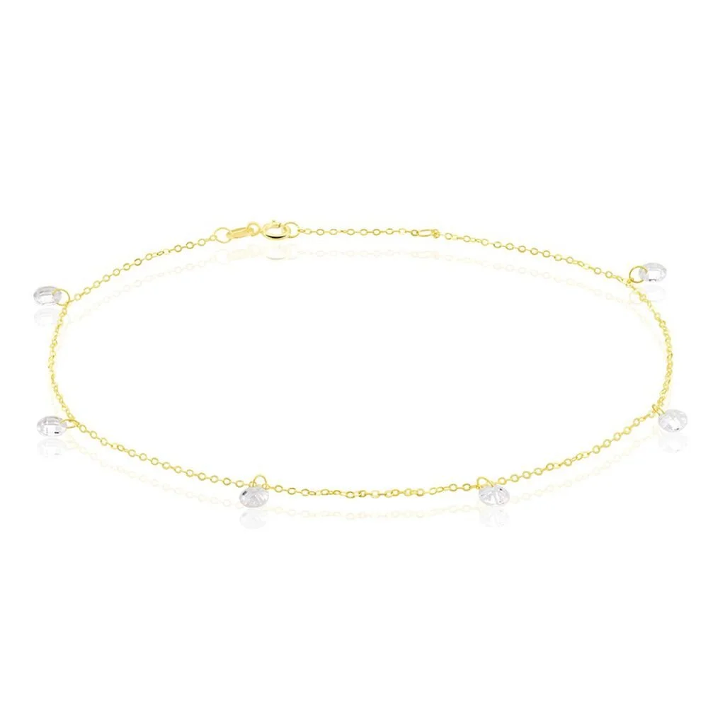 Histoire D'Or Chaine De Cheville Or Jaune Leucitica Oxydes De Zirconium
