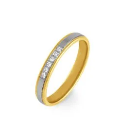 Histoire D'Or Alliance Serti Grains Or Bicolore Diamant