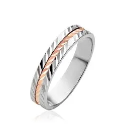 Histoire D'Or Alliance Diane Ruban Plat Or Bicolore