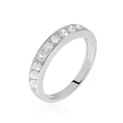 Histoire D'Or Demi-alliance Or Blanc Valentine Diamant Synthetique
