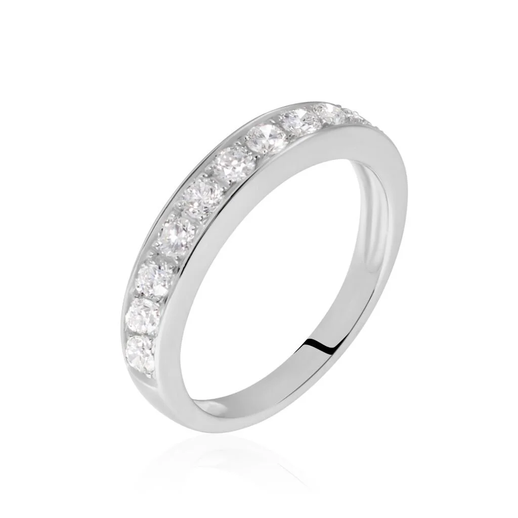 Histoire D'Or Demi-alliance Or Blanc Valentine Diamant Synthetique