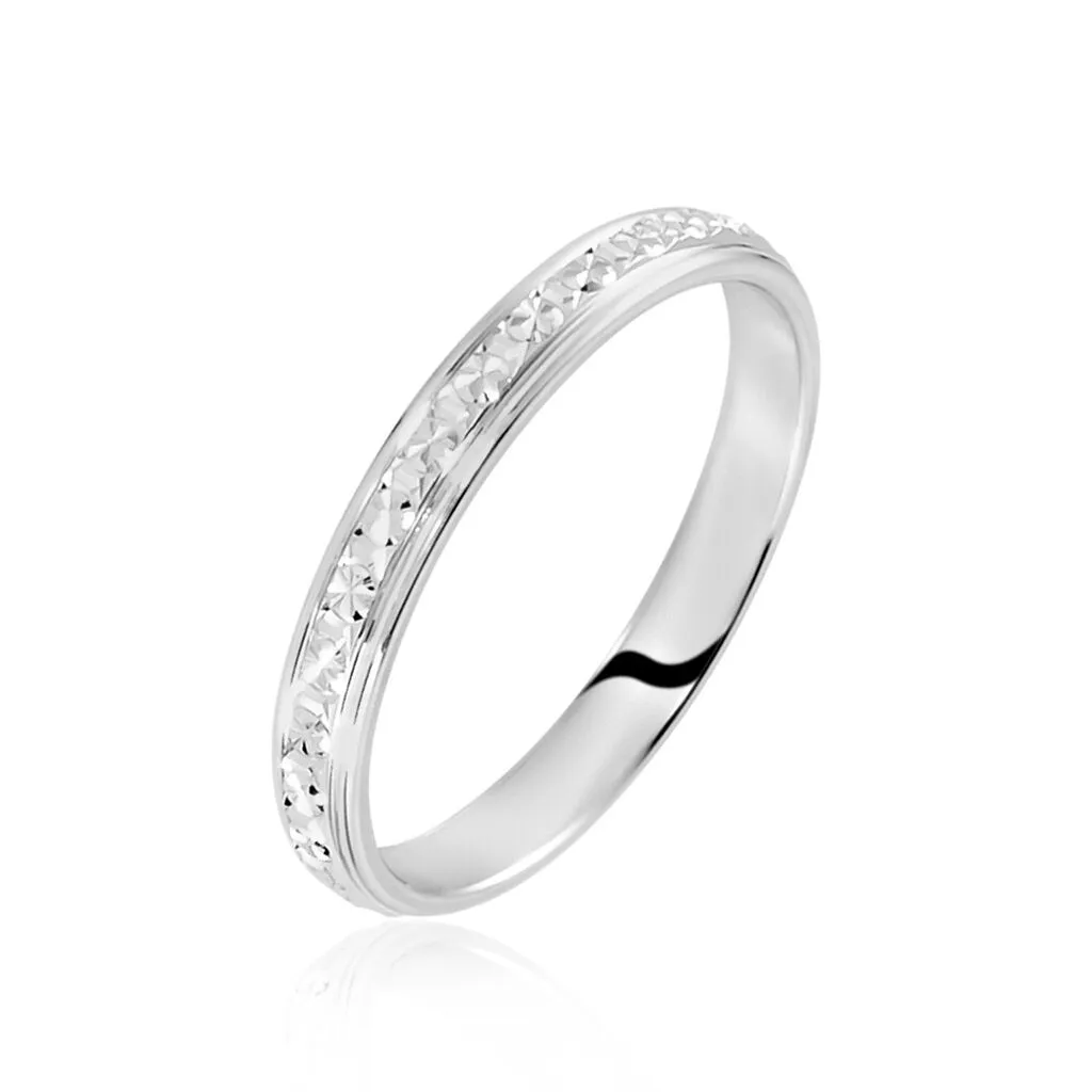 Histoire D'Or Alliance Marine Ruban Plat Or Blanc