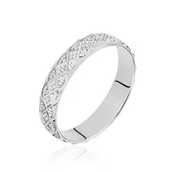 Histoire D'Or Alliance Ginny Ruban Plat Or Blanc