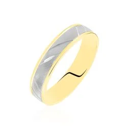 Histoire D'Or Alliance Mat Ruban Plat Or Bicolore
