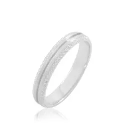 Histoire D'Or Alliance Edos Mat Ruban Plat Or Blanc