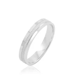 Histoire D'Or Alliance Eole Fantaisie Ruban Plat Or Blanc