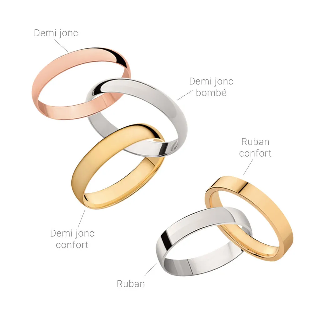 Histoire D'Or Alliance Eole Fantaisie Ruban Plat Or Blanc – Image 2