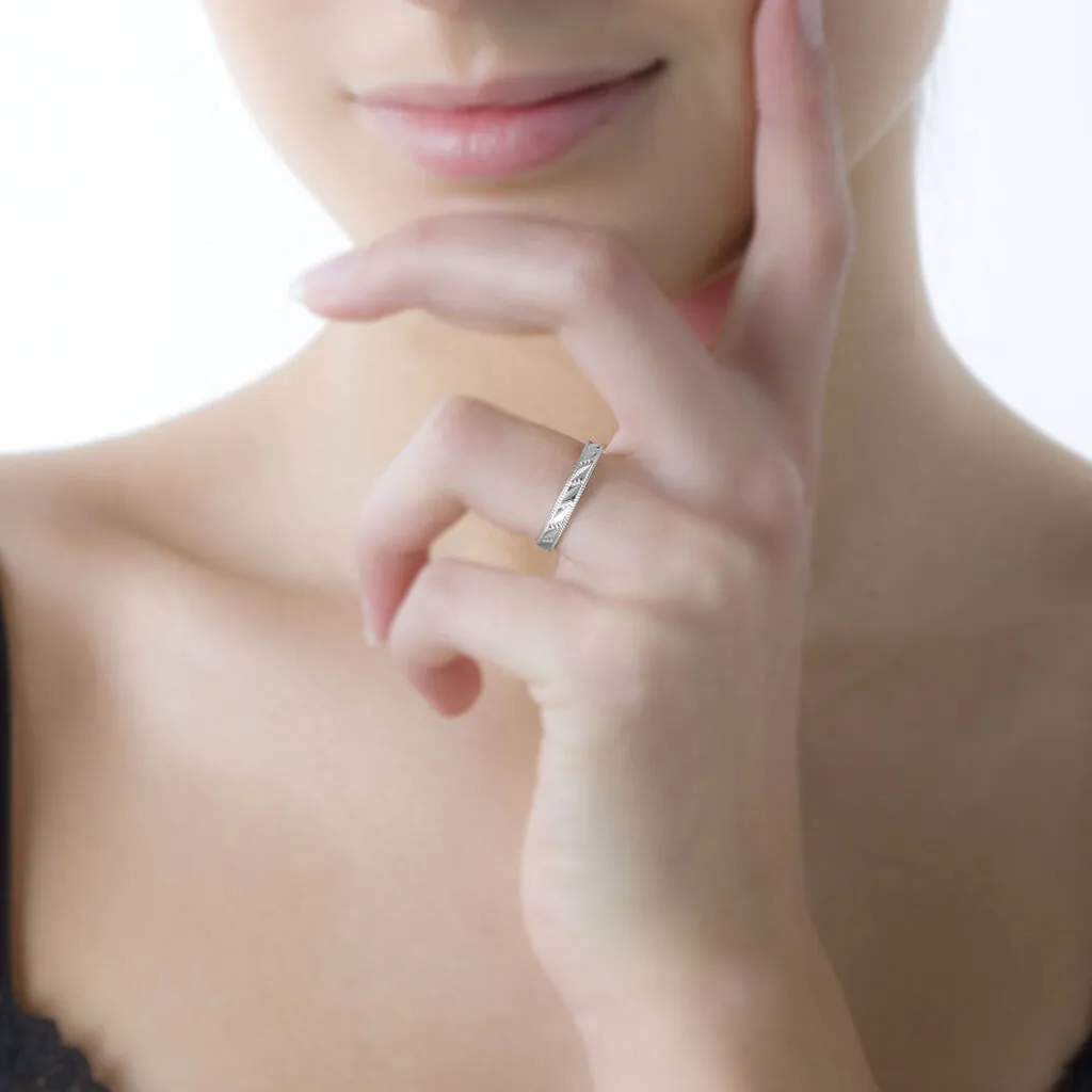 Histoire D'Or Alliance Eucleia Fantaisie Ruban Plat Or Blanc – Image 4