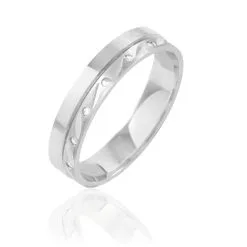 Histoire D'Or Alliance Helios Ruban Plat Or Blanc