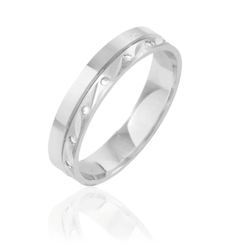 Histoire D'Or Alliance Helios Ruban Plat Or Blanc