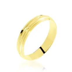 Histoire D'Or Alliance Laurette Ruban Plat Or Jaune