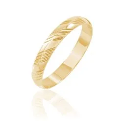 Histoire D'Or Alliance Hercule Striee Demi Jonc Classique Or Jaune