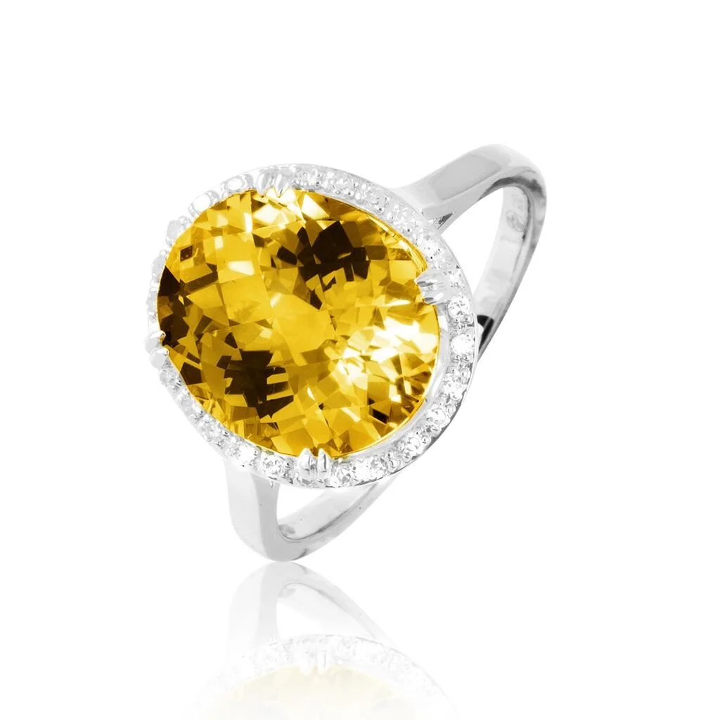 Histoire D'Or Bague Anna Or Blanc Citrine Et Diamant